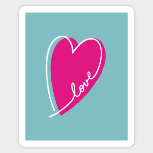 Pink Heart Love Letters Line Art Sticker